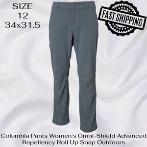 Columbia Pants Womens 12 Reg Omni-Shield Advanced Repellency Roll Up Outdoors